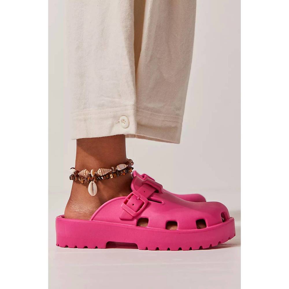 Free People Hot Pink Platform Clog Mules